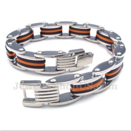 Herrenarmband Aus Titan, Orange Und Schwarzem Kautschuk