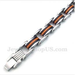 Herrenarmband Aus Titan, Orange Und Schwarzem Kautschuk