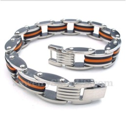 Herrenarmband Aus Titan, Orange Und Schwarzem Kautschuk