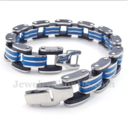 Herrenarmband Aus Titan Und Blau-Schwarzem Kautschuk