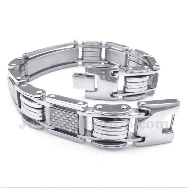 Herrenarmband Aus Titan Und Weißer Kohlefaser Herrenarmband Aus Titan Und Weißer Kohlefaser