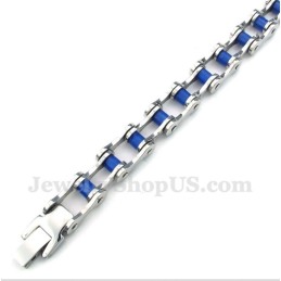Herren-Fahrradkettenarmband Aus Titan Und Blauem Gummi
