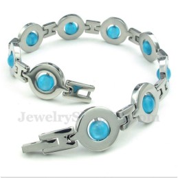 Herrenarmband Aus Titan Mit Runden Blauen Perlen