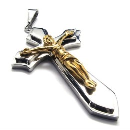 Zweilagiger Kreuzanhänger Aus Titan (Golden)