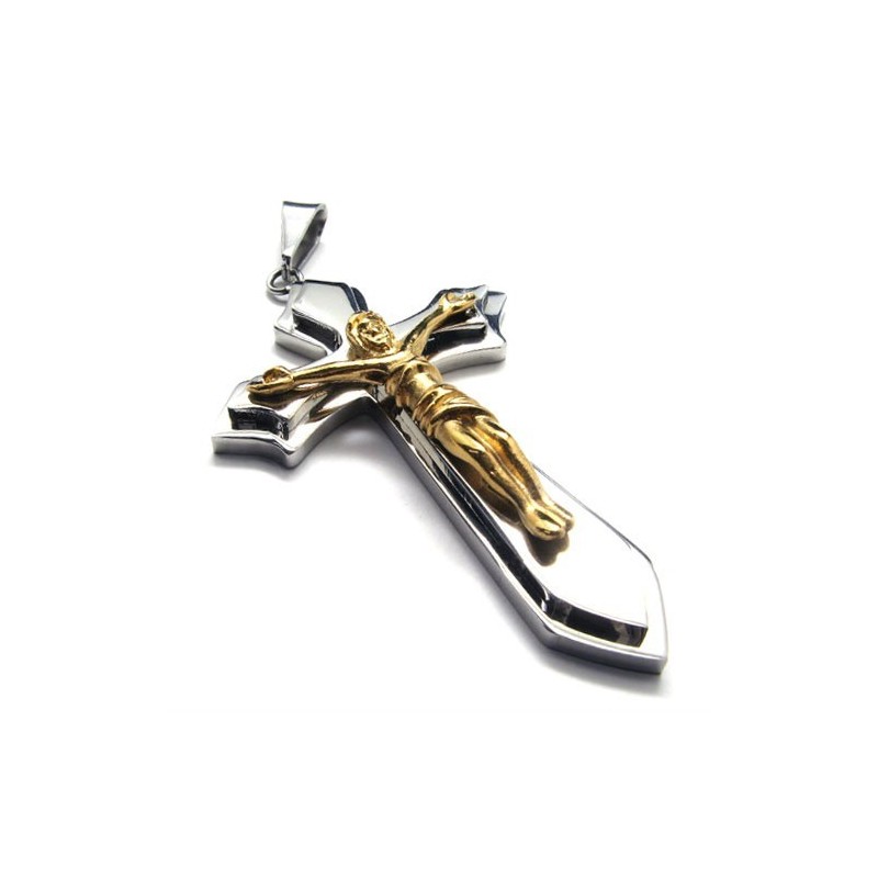 Zweilagiger Kreuzanhänger Aus Titan (Golden) Zweilagiger Kreuzanhänger Aus Titan (Golden)