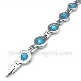 Herrenarmband Aus Titan Mit Runden Blauen Perlen
