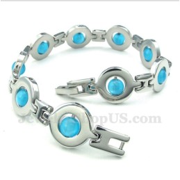 Herrenarmband Aus Titan Mit Runden Blauen Perlen