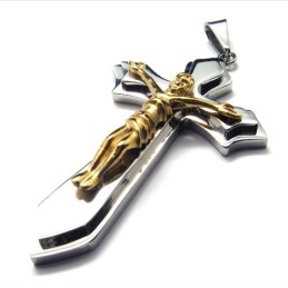 Zweilagiger Kreuzanhänger Aus Titan (Golden)