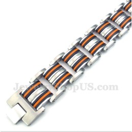 Herrenarmband Aus Titan, Orange Und Schwarzem Kautschuk