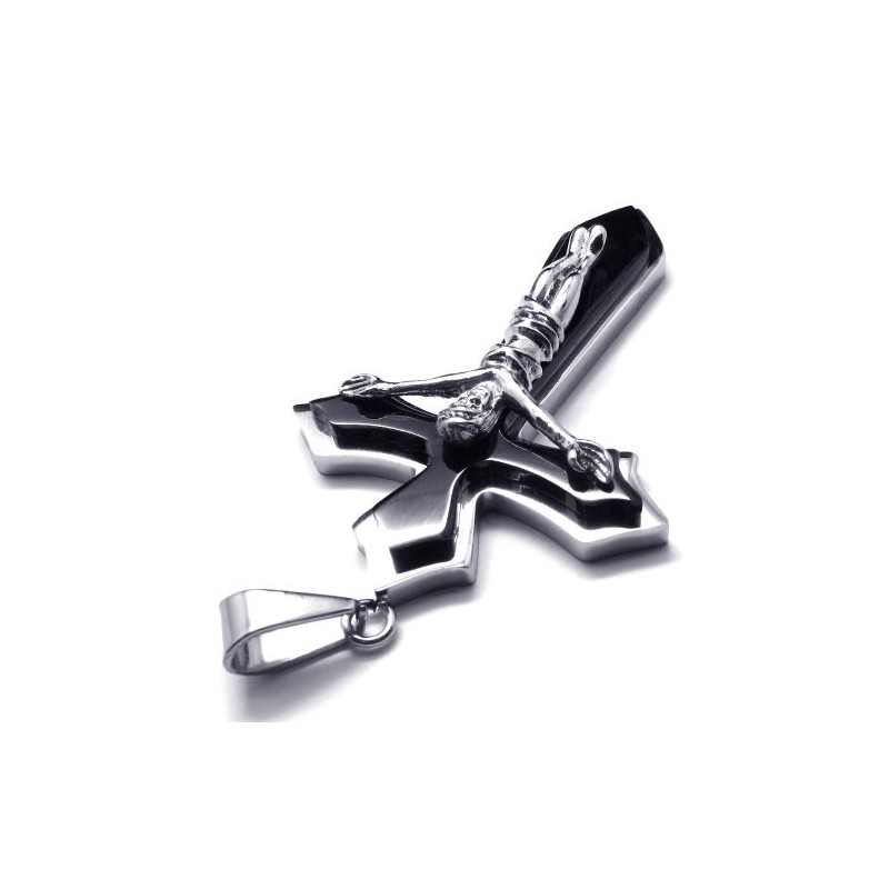 Zweilagiger Kreuzanhänger Aus Titan (Silber) Zweilagiger Kreuzanhänger Aus Titan (Silber)