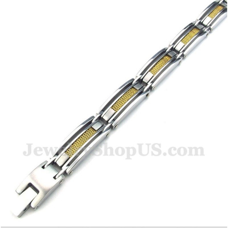 Herren-Kabelarmband Aus Titan Und Gold Herren-Kabelarmband Aus Titan Und Gold