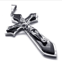 Zweilagiger Kreuzanhänger Aus Titan (Silber)