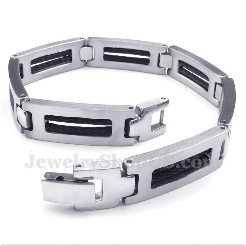 Herren-Titan-Kabelarmband In Schwarz Herren-Titan-Kabelarmband In Schwarz