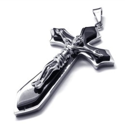 Zweilagiger Kreuzanhänger Aus Titan (Silber)