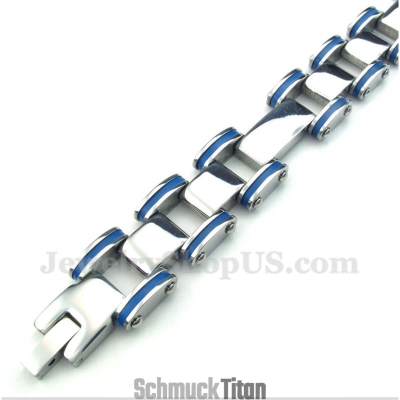 Herrenarmband Aus Titan Und Blauem Kautschuk