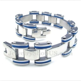 Herrenarmband Aus Titan Und Blauem Kautschuk