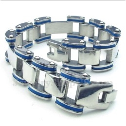 Herrenarmband Aus Titan Und Blauem Kautschuk