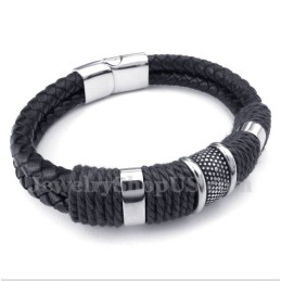 Herrenarmband Aus Titan Und Schwarzem Leder