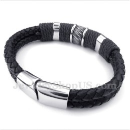 Herrenarmband Aus Titan Und Schwarzem Leder