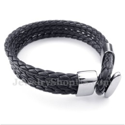 Herrenarmband Aus Titan Und Schwarzem Leder