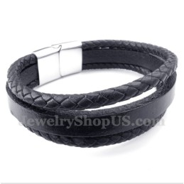 Herrenarmband Aus Titan Und Schwarzem Leder