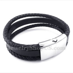 Herrenarmband Aus Titan Und Schwarzem Leder