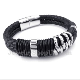 Herrenarmband Aus Titan Und Schwarzem Leder
