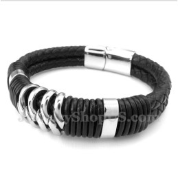 Herrenarmband Aus Titan Und Schwarzem Leder