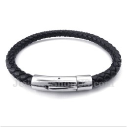 Herrenarmband Aus Titan Und Schwarzem Leder