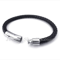 Herrenarmband Aus Titan Und Schwarzem Leder