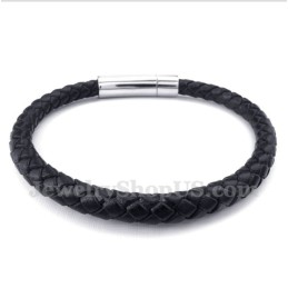 Herrenarmband Aus Titan Und Schwarzem Leder
