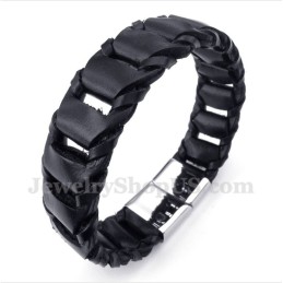 Herrenarmband Aus Titan Und Schwarzem Leder