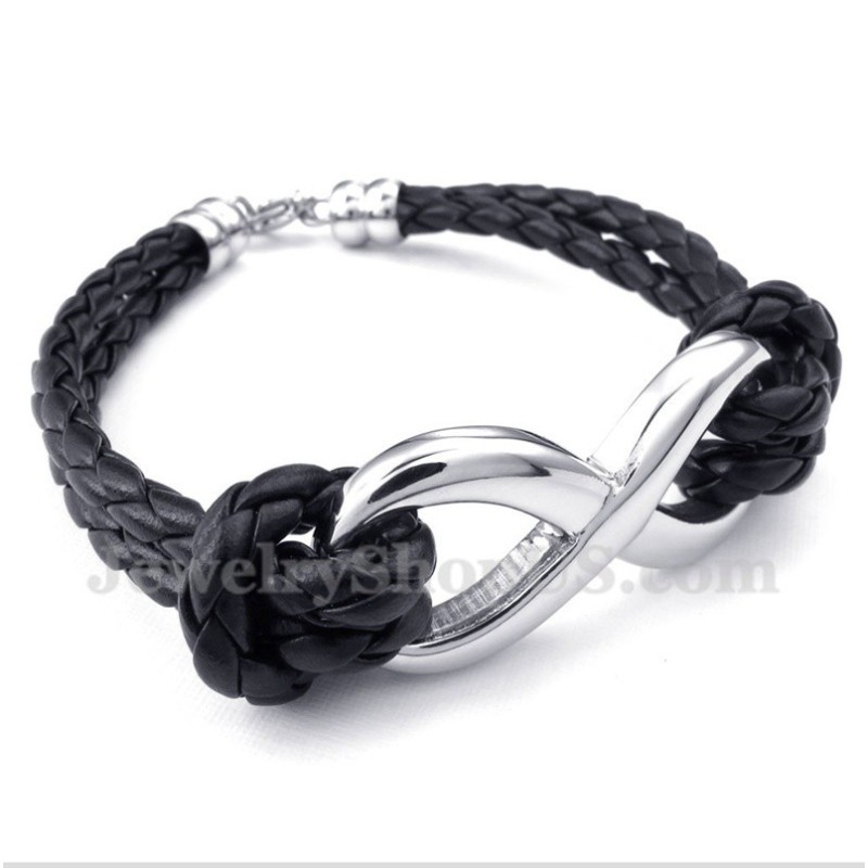 Herren-Lederarmband Aus Titan Mit Unendlichkeitssymbol Herren-Lederarmband Aus Titan Mit Unendlichkeitssymbol