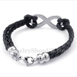 Herren-Lederarmband Aus Titan Mit Unendlichkeitssymbol