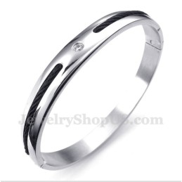 Herrenarmband Aus Titan Mit Schwarzem Kabel Und Diamanten