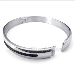 Herrenarmband Aus Titan Mit Schwarzem Kabel Und Diamanten