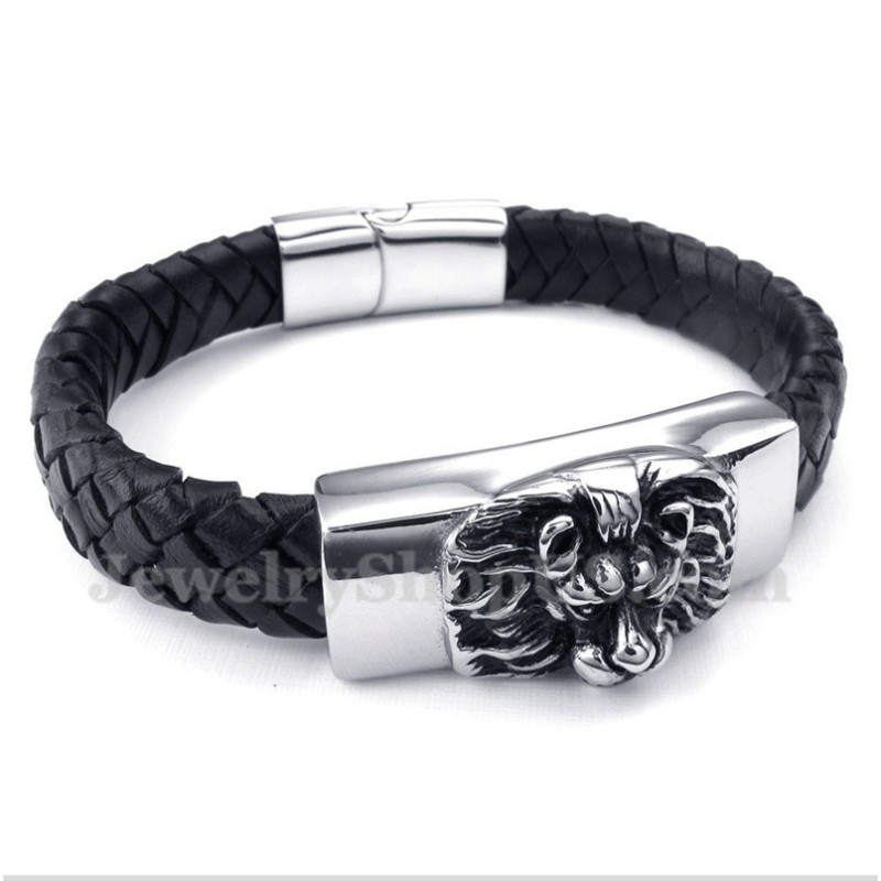 Herren Titan Löwenkopf Lederarmband Herren Titan Löwenkopf Lederarmband