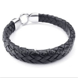 Herrenarmband Aus Titan Und Schwarzem Leder