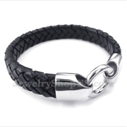 Herrenarmband Aus Titan Und Schwarzem Leder