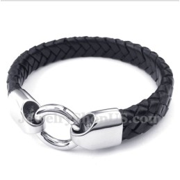 Herrenarmband Aus Titan Und Schwarzem Leder