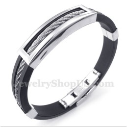 Herren-Kabelarmband Aus Titan Und Kautschuk