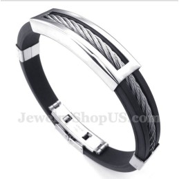 Herren-Kabelarmband Aus Titan Und Kautschuk