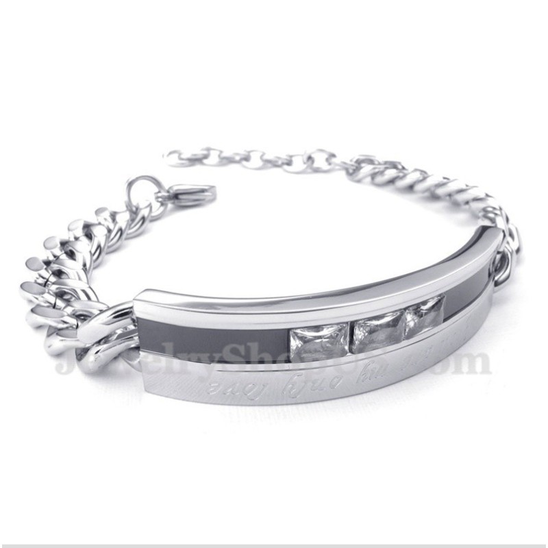 Herren Titan Schwarz Kristall Herren Paar Armband Herren Titan Schwarz Kristall Herren Paar Armband