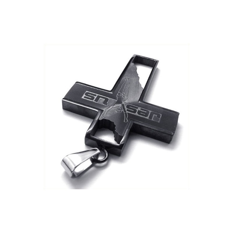 Jesus-Kreuz-Anhänger Aus Titan (Schwarz) Jesus-Kreuz-Anhänger Aus Titan (Schwarz)