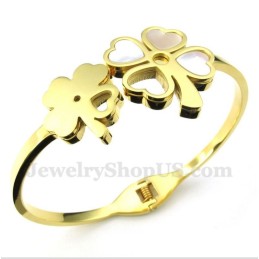 Herrenarmband Aus Titan Und Gold Mit Kleeblatt-Motiv