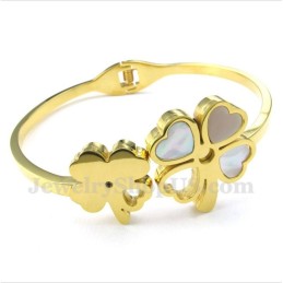 Herrenarmband Aus Titan Und Gold Mit Kleeblatt-Motiv