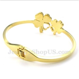 Herrenarmband Aus Titan Und Gold Mit Kleeblatt-Motiv