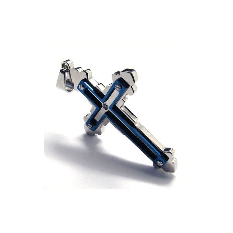 Modischer Kreuzanhänger Aus Titan (Blau) Modischer Kreuzanhänger Aus Titan (Blau)