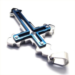 Modischer Kreuzanhänger Aus Titan (Blau)