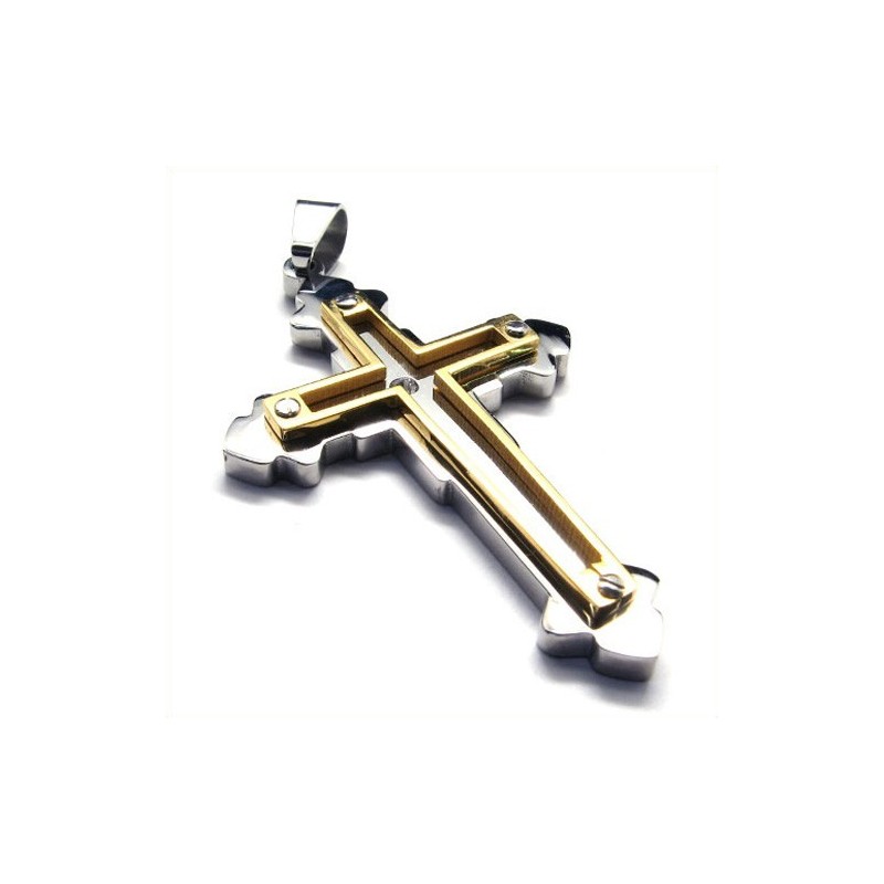 Modische Halskette Mit Kreuzanhänger Aus Titan Für Herren (Goldfarben) Modische Halskette Mit Kreuzanhänger Aus Titan Für Herren (Goldfarben)